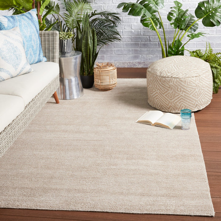 Jaipur Living Limon Indoor/ Outdoor Solid Light Taupe Runner Rug (3'X10')