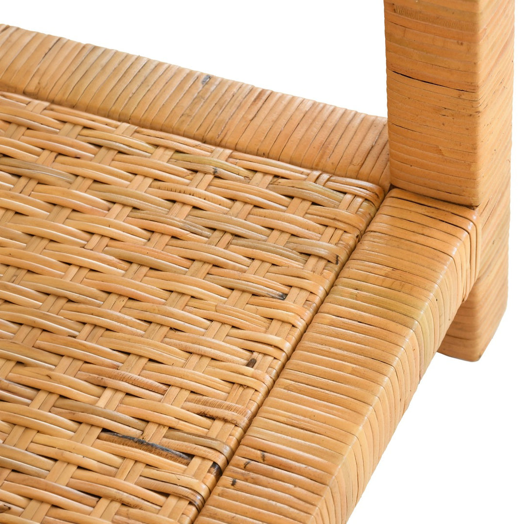 Reed - One Drawer End Table In Rattan With Brushed Brass Cup Pull