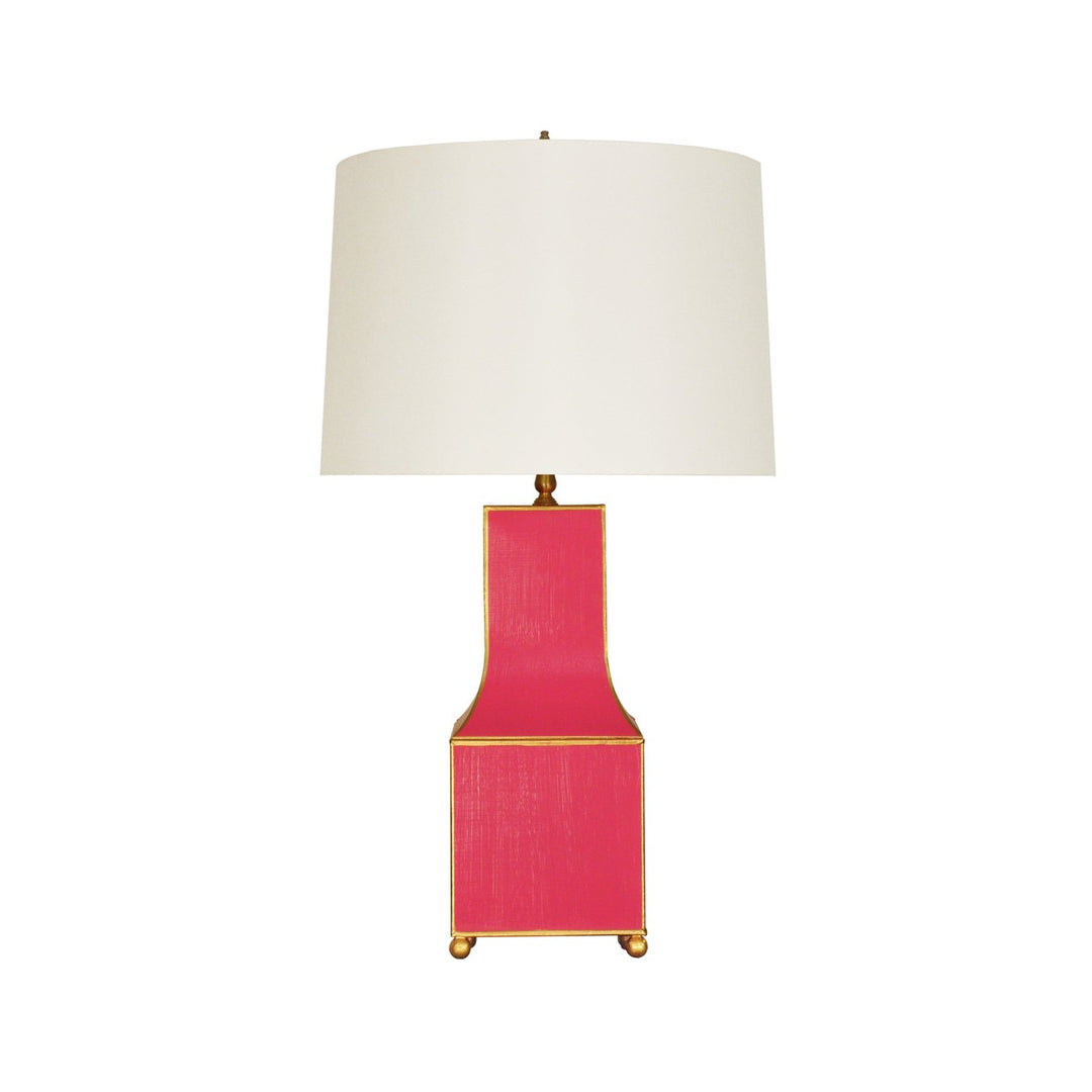 Renata - Handpainted Pagoda Table Lamp In Pink With Gold Trim