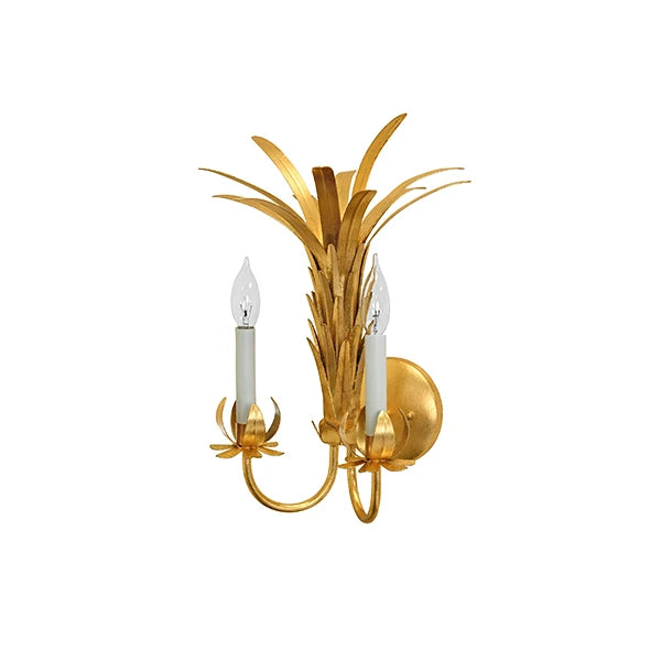 Reseda Palm Two Arm Tole Wall Sconce