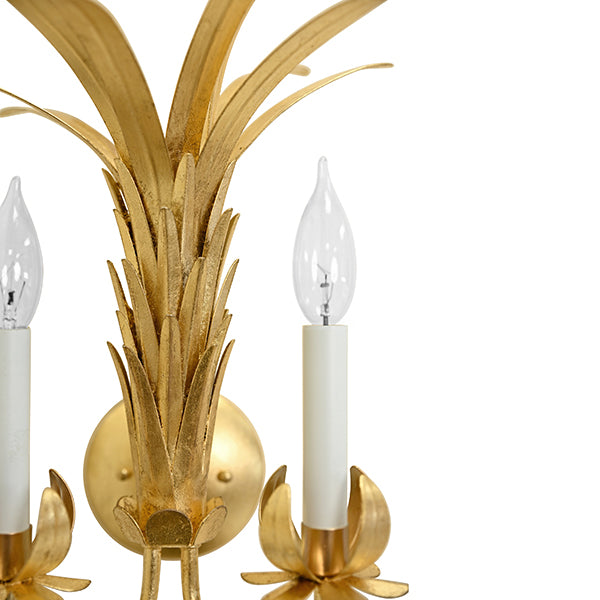 Reseda Palm Two Arm Tole Wall Sconce