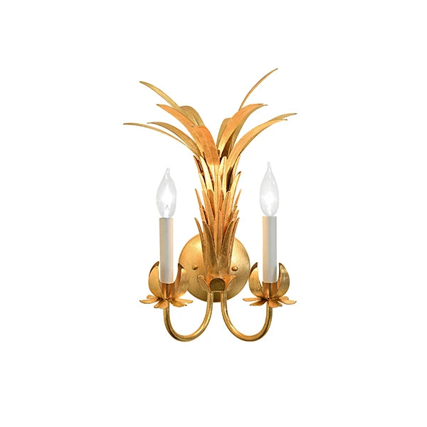 Reseda Palm Two Arm Tole Wall Sconce