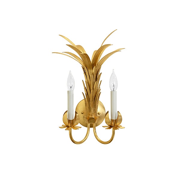 Reseda Palm Two Arm Tole Wall Sconce