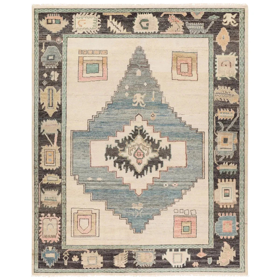 Jaipur Living Enzo Hand knotted Medallion Charcoal/Beige Area Rug-Jaipur-JAIPUR-RUG159746-Rugs8'X10'-1-France and Son