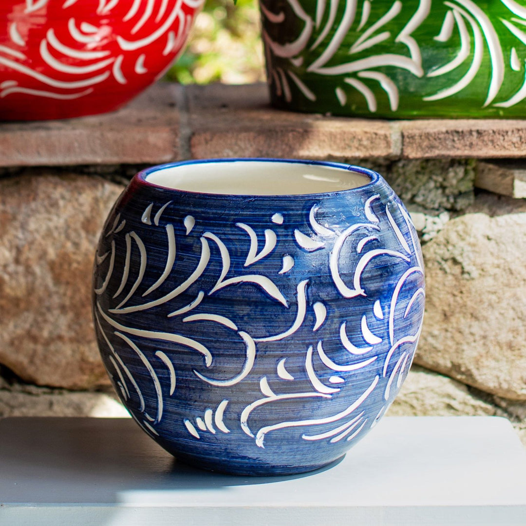 Rustic Garden Scroll Round Cachepot