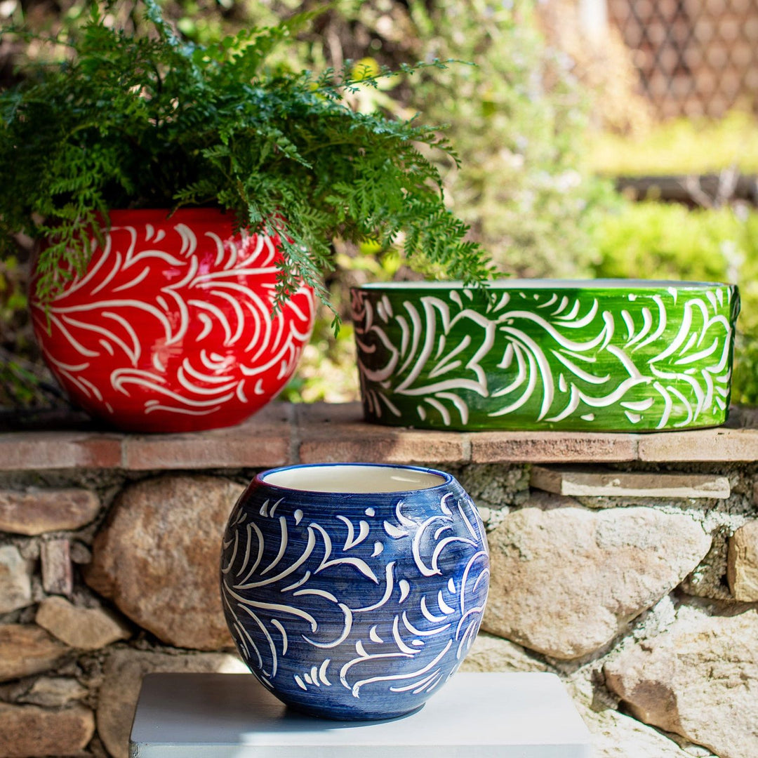 Rustic Garden Scroll Round Cachepot