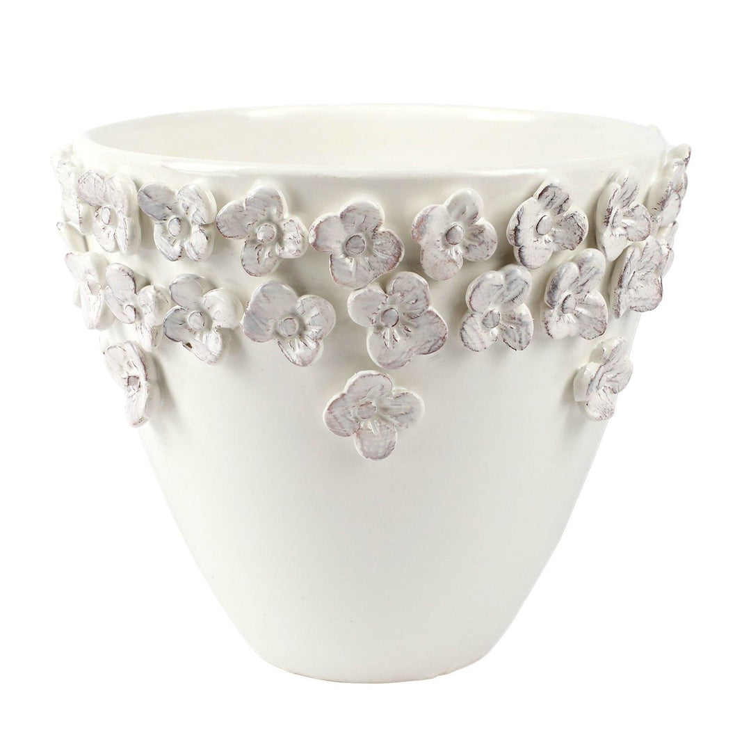 Rustic Garden Cachepot - White / Medium