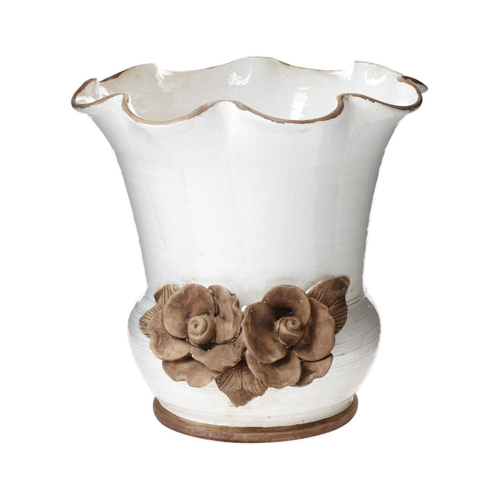 Rustic Garden Scalloped Planter with Flowers - Default Title