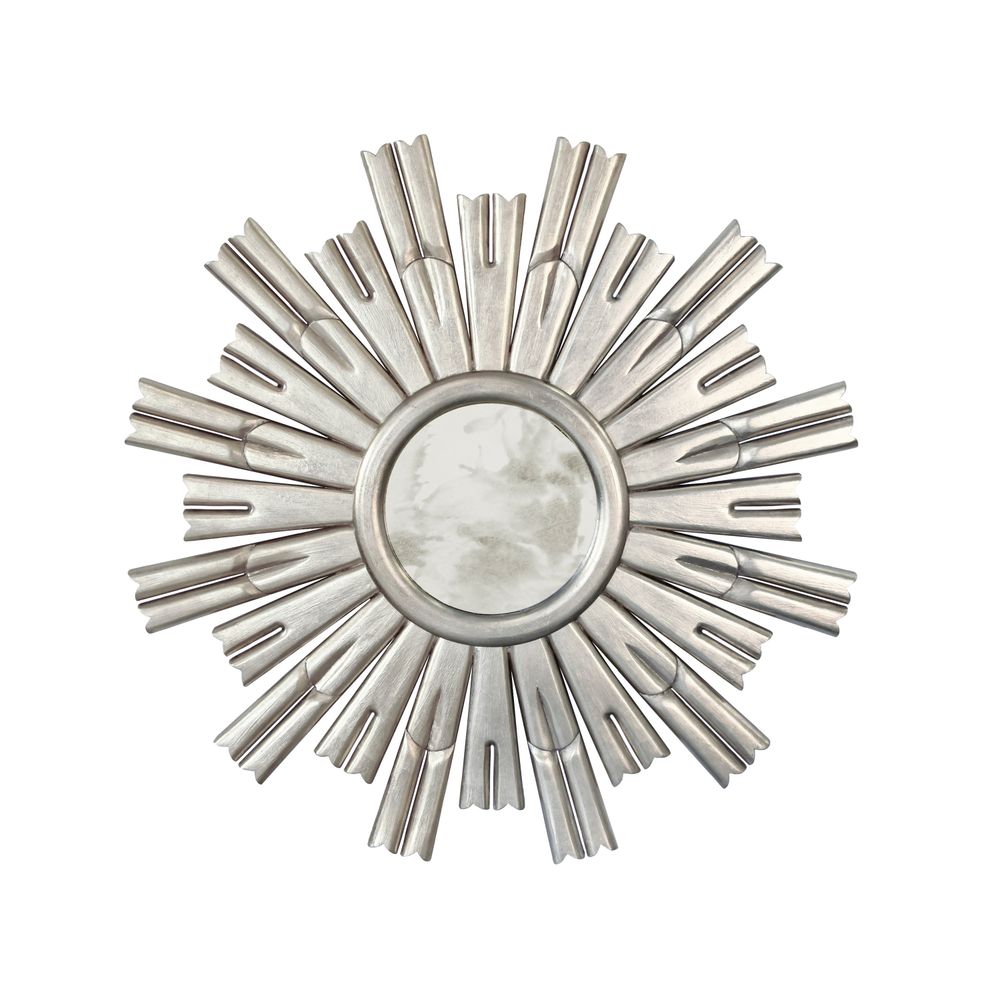 Wall Mirrors Rinaldo - Masculine Starburst Silver Leafed Antiqued Mirror