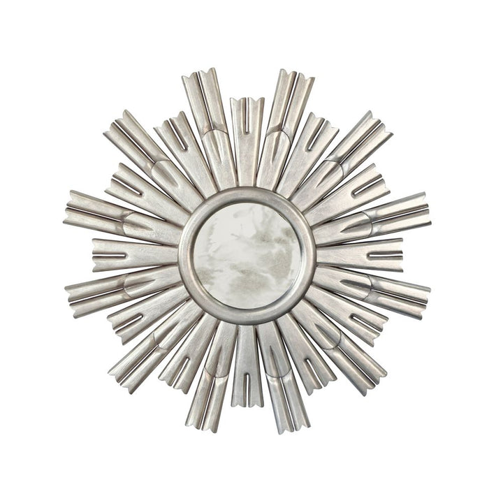 Wall Mirrors Rinaldo - Masculine Starburst Silver Leafed Antiqued Mirror