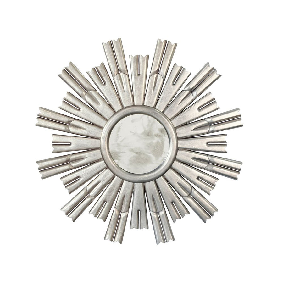 Wall Mirrors Rinaldo - Masculine Starburst Silver Leafed Antiqued Mirror