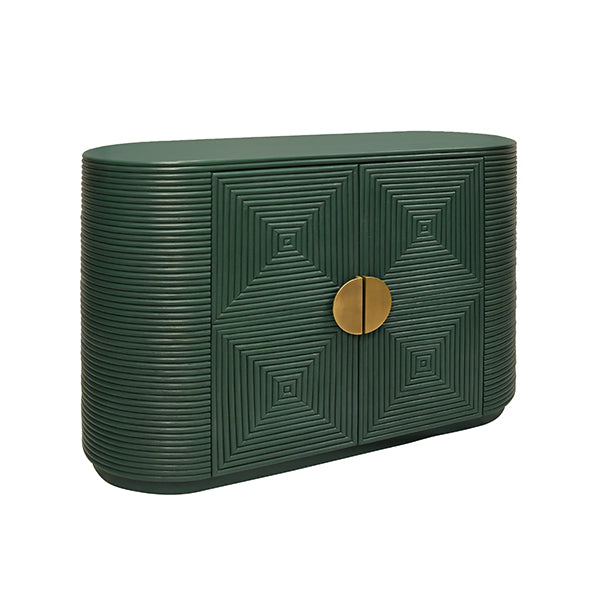 Sideboards & Credenzas Two Door Reeded Case With Curved End Cabinet In Painted Hunter Green