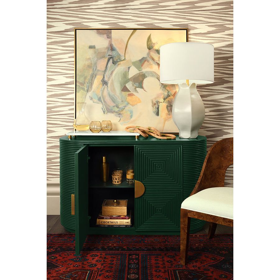 Sideboards & Credenzas Two Door Reeded Case With Curved End Cabinet In Painted Hunter Green