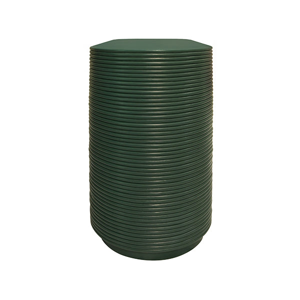Two Door Reeded Case With Curved End Cabinet In Painted Hunter Green