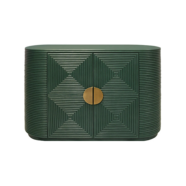 Sideboards & Credenzas Two Door Reeded Case With Curved End Cabinet In Painted Hunter Green