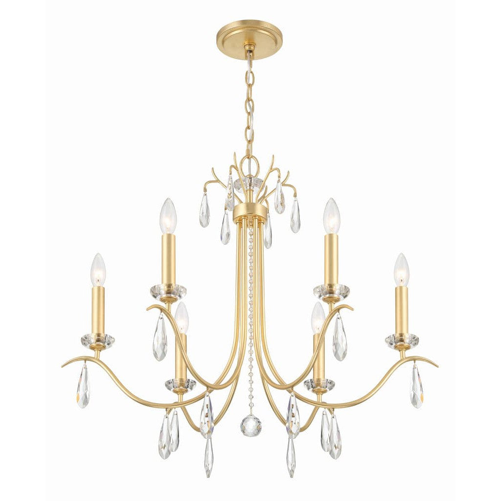 Bentley 6 Light Luxe Antique Gold Chandelier