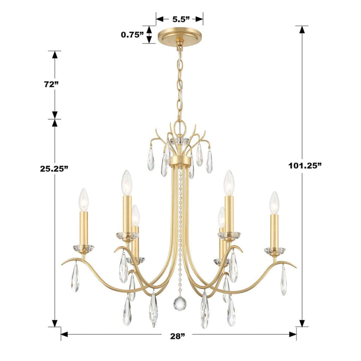 Bentley 6 Light Luxe Antique Gold Chandelier