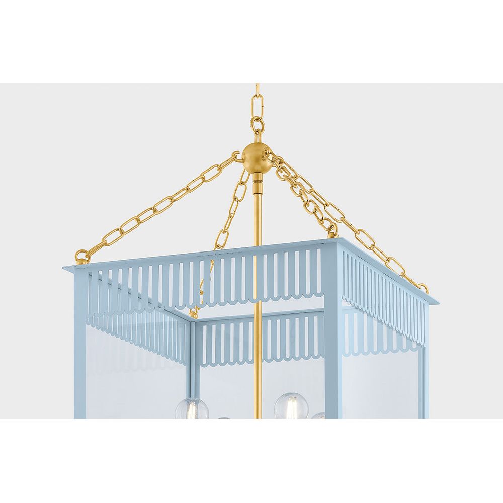 Pendants Rosalie Lantern-Aged Brass/Soft Arctic Blue