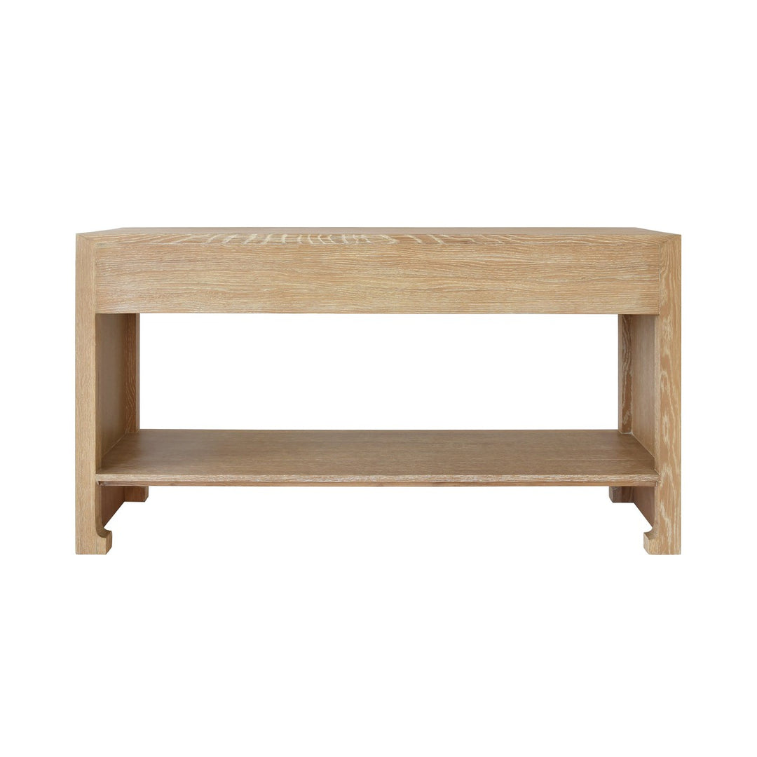 Rosalind - Three Drawer Cane Console With Brass Hardware In Cerused Oak