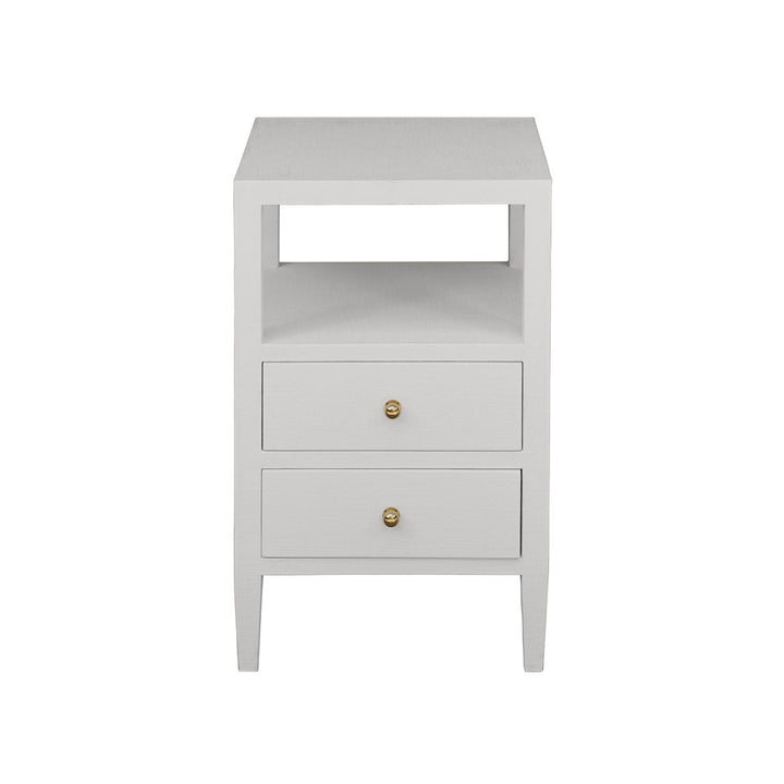 Roscoe - Two Drawer Side Table In Coated Lacquered White Linen