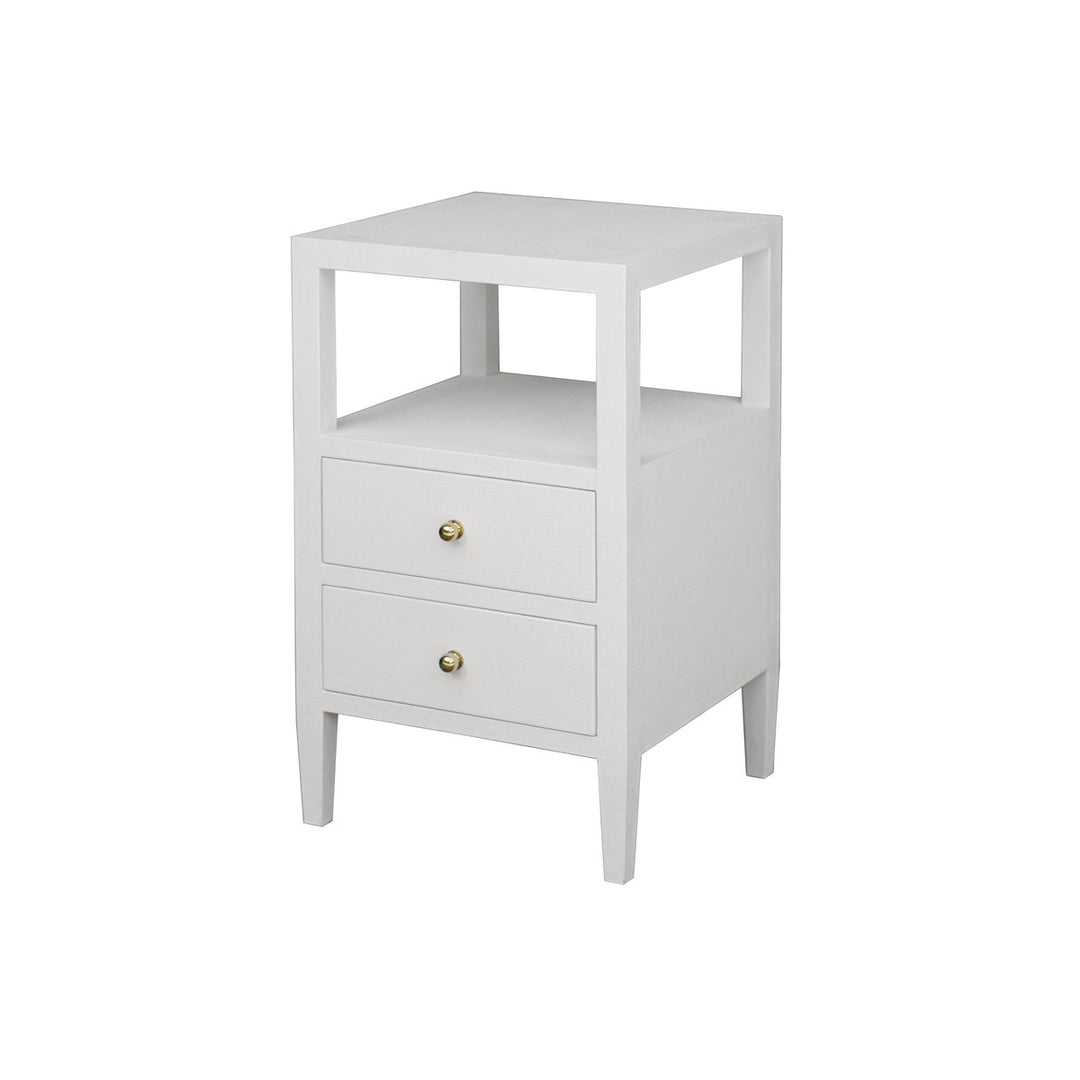 Roscoe - Two Drawer Side Table In Coated Lacquered White Linen