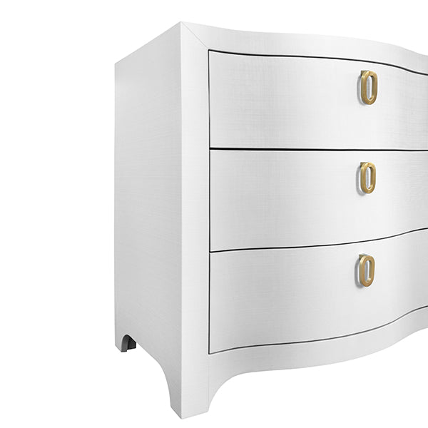 Cabinets & Curios Rosie Curved Front Six Drawer Chest In Textured White Linen
