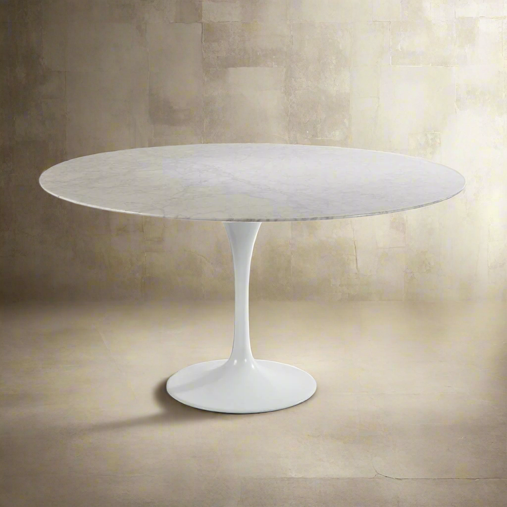 Rental Carrara Marble Pedestal Tulip Dining Table - Round - Rental Price/Week