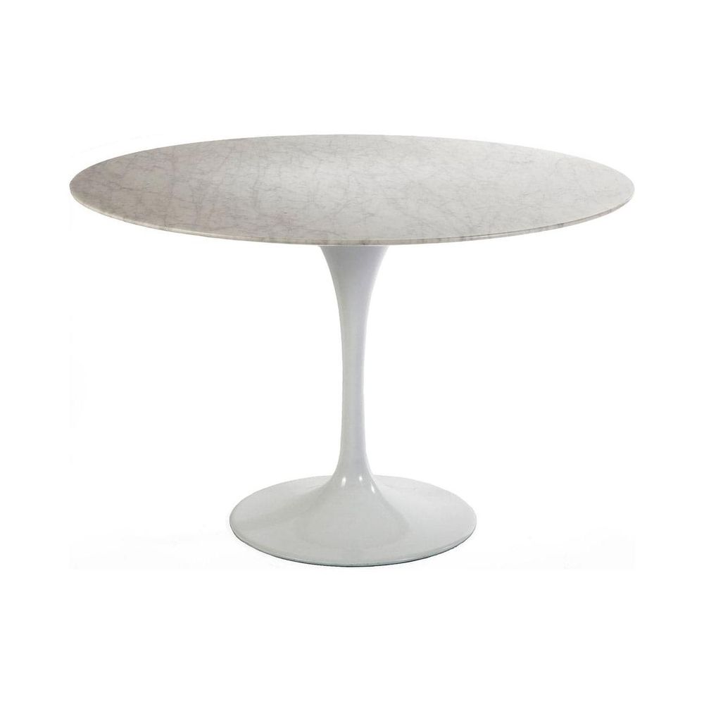 Carrara Marble Pedestal Tulip Dining Table - Round-France & Son-RT335RWHITE-Dining Tables47" Diameter-6-France and Son