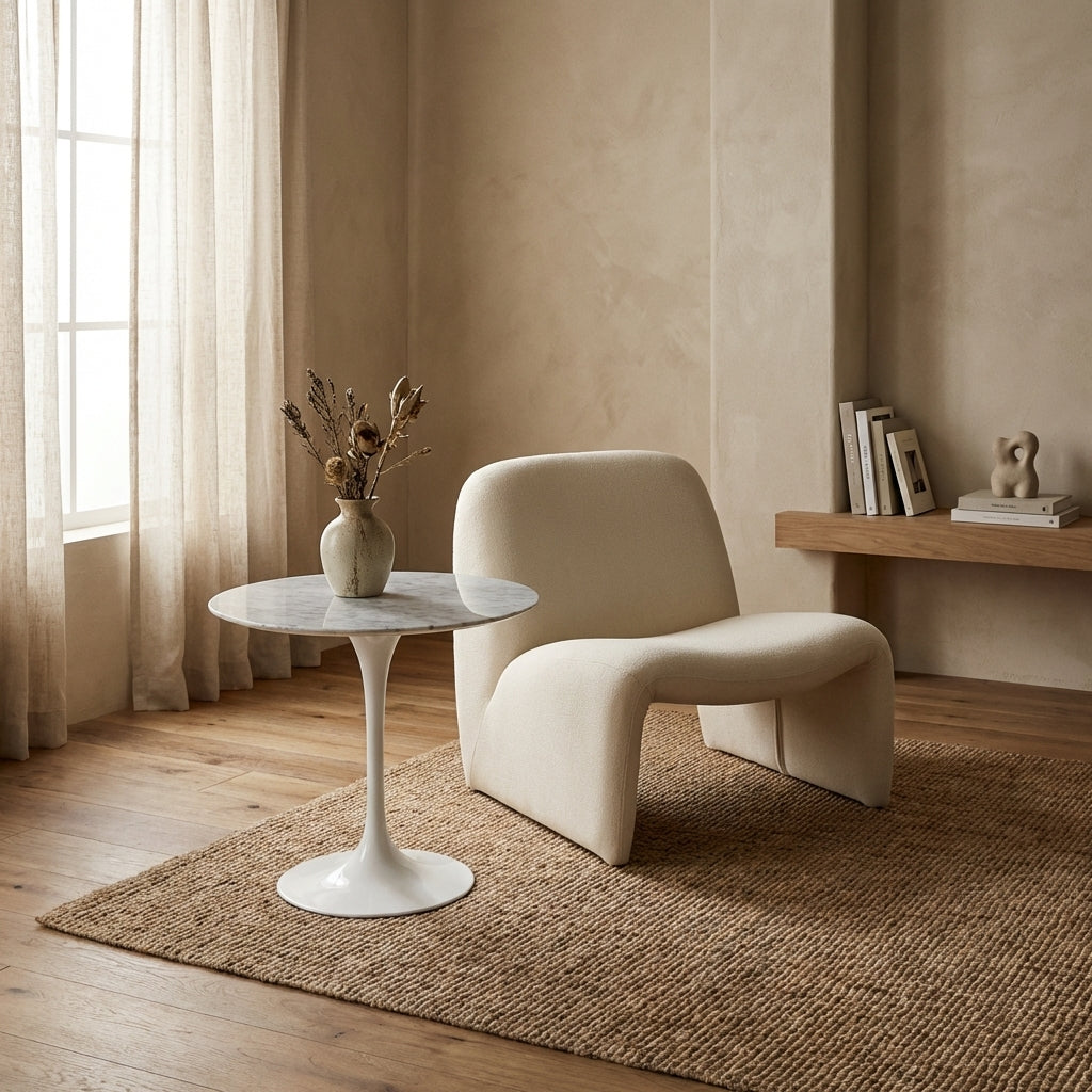 Carrara Marble Tulip Side Table - 20"