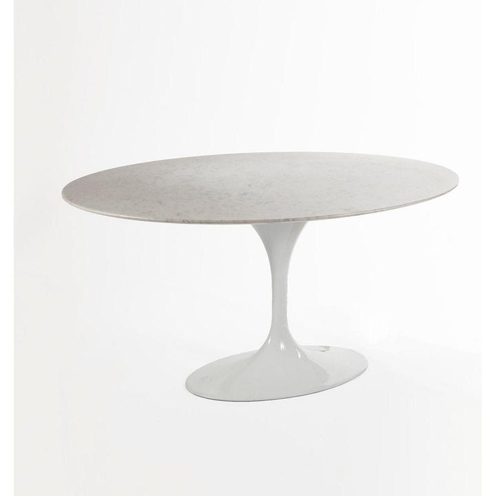 Carrara Marble Pedestal Tulip Dining Table - Oval-France & Son-RT335V6042WHT-Dining Tables60" x 42"-8-France and Son