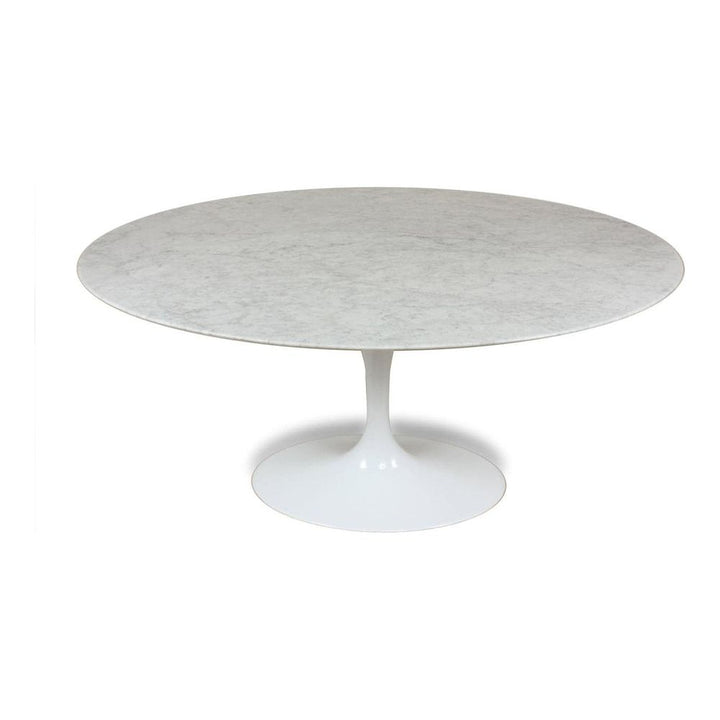 Carrara Marble Pedestal Tulip Dining Table - Oval-France & Son-RT335V6042WHT-Dining Tables60" x 42"-9-France and Son