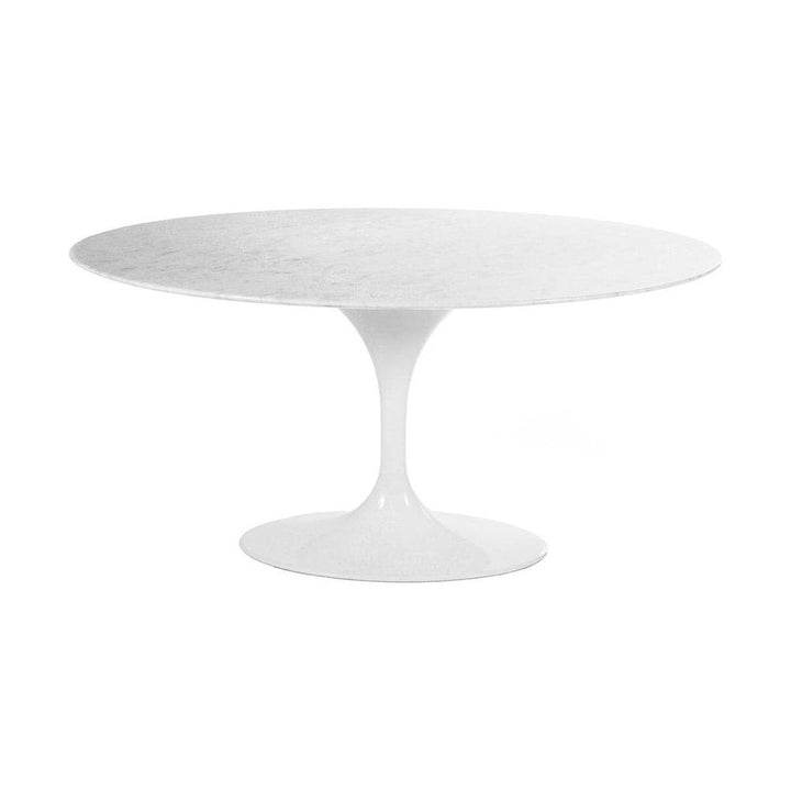 Carrara Marble Pedestal Tulip Dining Table - Oval-France & Son-RT335V6042WHT-Dining Tables60" x 42"-10-France and Son