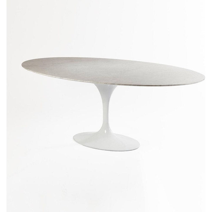 Carrara Marble Pedestal Tulip Dining Table - Oval-France & Son-RT335V6042WHT-Dining Tables60" x 42"-7-France and Son