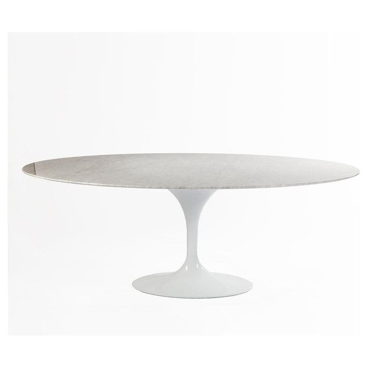 Carrara Marble Pedestal Tulip Dining Table - Oval-France & Son-RT335V6042WHT-Dining Tables60" x 42"-1-France and Son