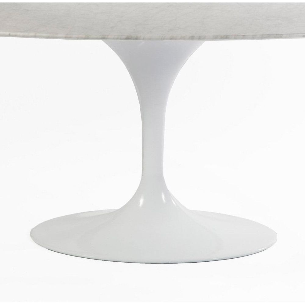 Carrara Marble Pedestal Tulip Dining Table - Oval-France & Son-RT335V6042WHT-Dining Tables60" x 42"-5-France and Son