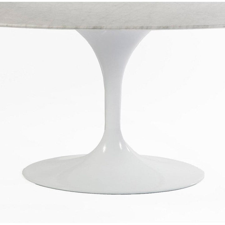 Carrara Marble Pedestal Tulip Dining Table - Oval-France & Son-RT335V6042WHT-Dining Tables60" x 42"-5-France and Son