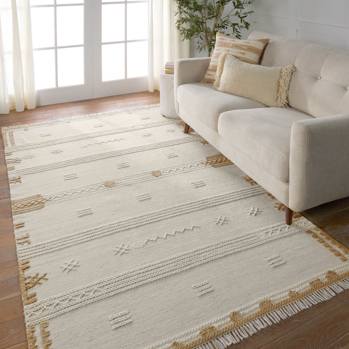 Jaipur Living Noble Handmade Indoor/Outdoor Tribal Ivory/ Brown Area Rug (7'6"X9'6")