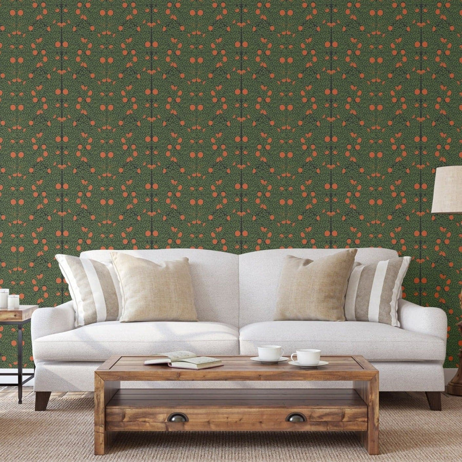 Orange Bush Wallpaper-Mitchell Black-MITCHB-WC321-2-PM-10-Wall DecorPatterns Forest-Premium Matte Paper-4-France and Son