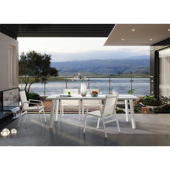 Rio Outdoor Dining Table - Rectangle-Whiteline Modern Living-WHITELINE-DT1593-WHT-Outdoor Dining Tables-3-France and Son