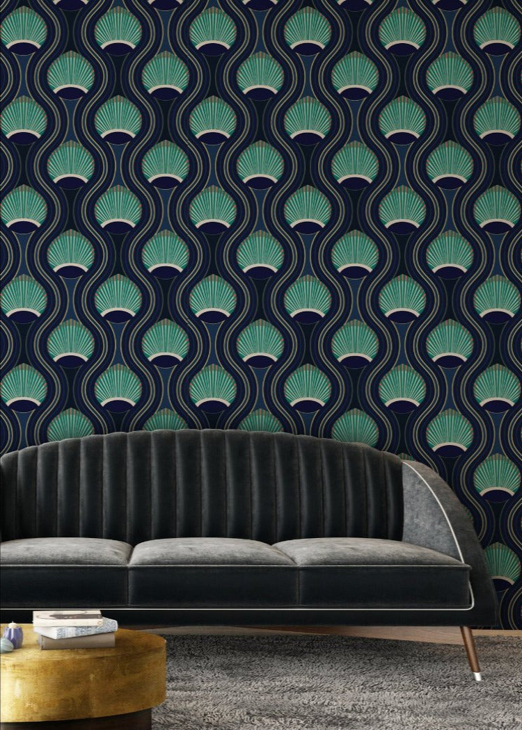 Riviere Wallpaper-Mitchell Black-MITCHB-WCCE6-BL-PM-10-Wall DecorPatterns Black-Premium Matte Paper-12-France and Son