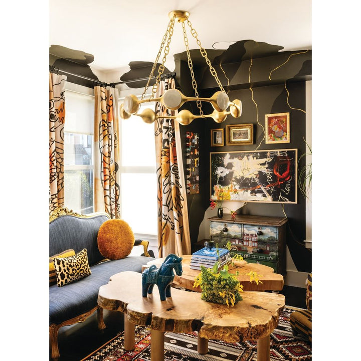 Riviere Chandelier - Vintage Gold Leaf 8 Lights