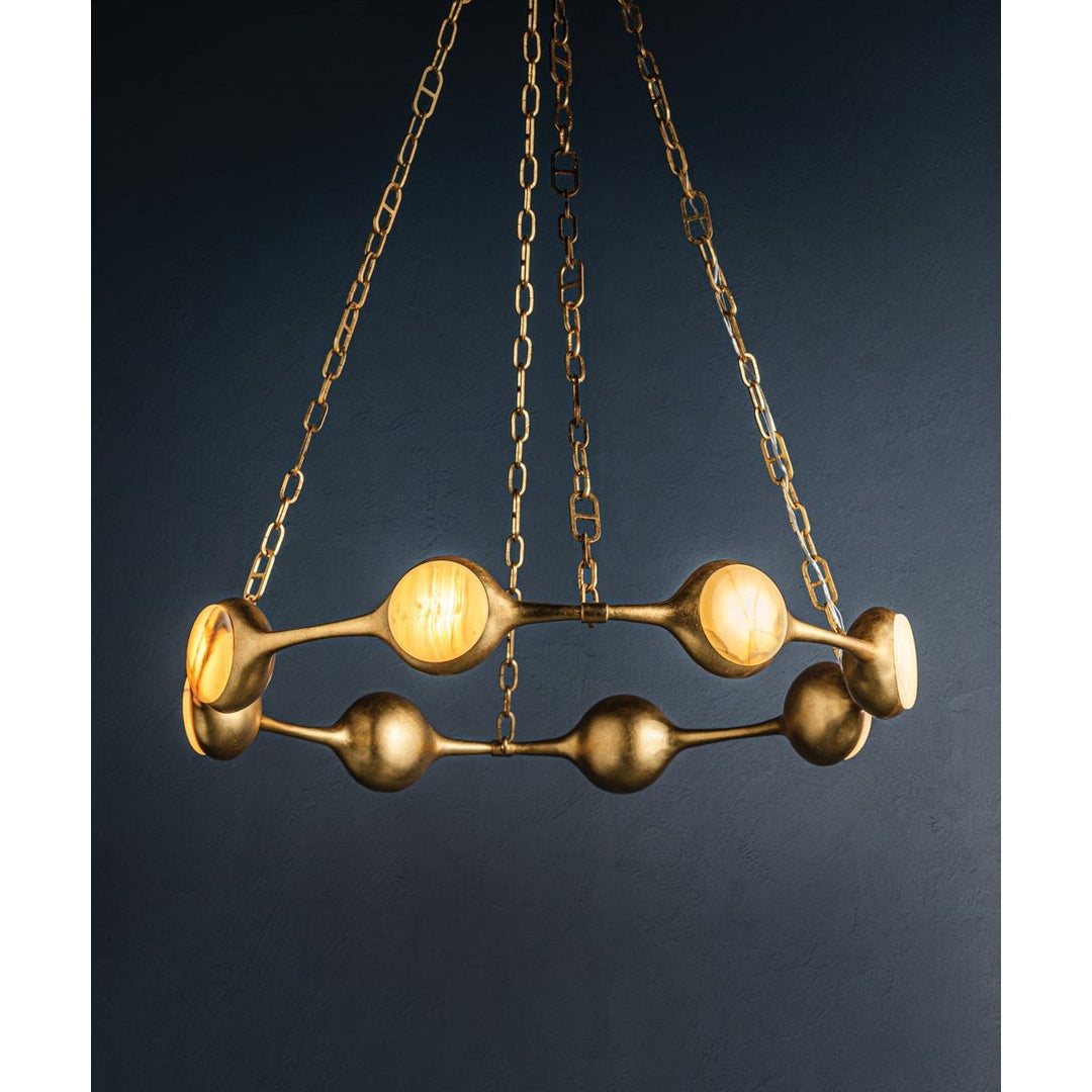 Riviere Chandelier - Vintage Gold Leaf 8 Lights