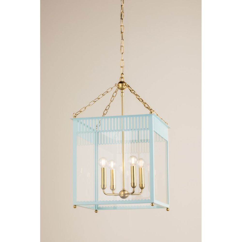 Pendants Rosalie Lantern-Aged Brass/Soft Arctic Blue