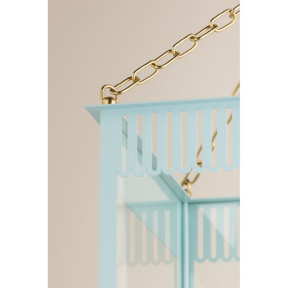 Pendants Rosalie Lantern-Aged Brass/Soft Arctic Blue