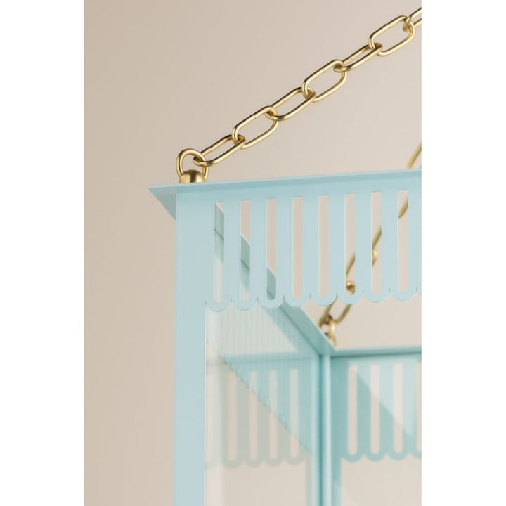 Pendants Rosalie Lantern-Aged Brass/Soft Arctic Blue