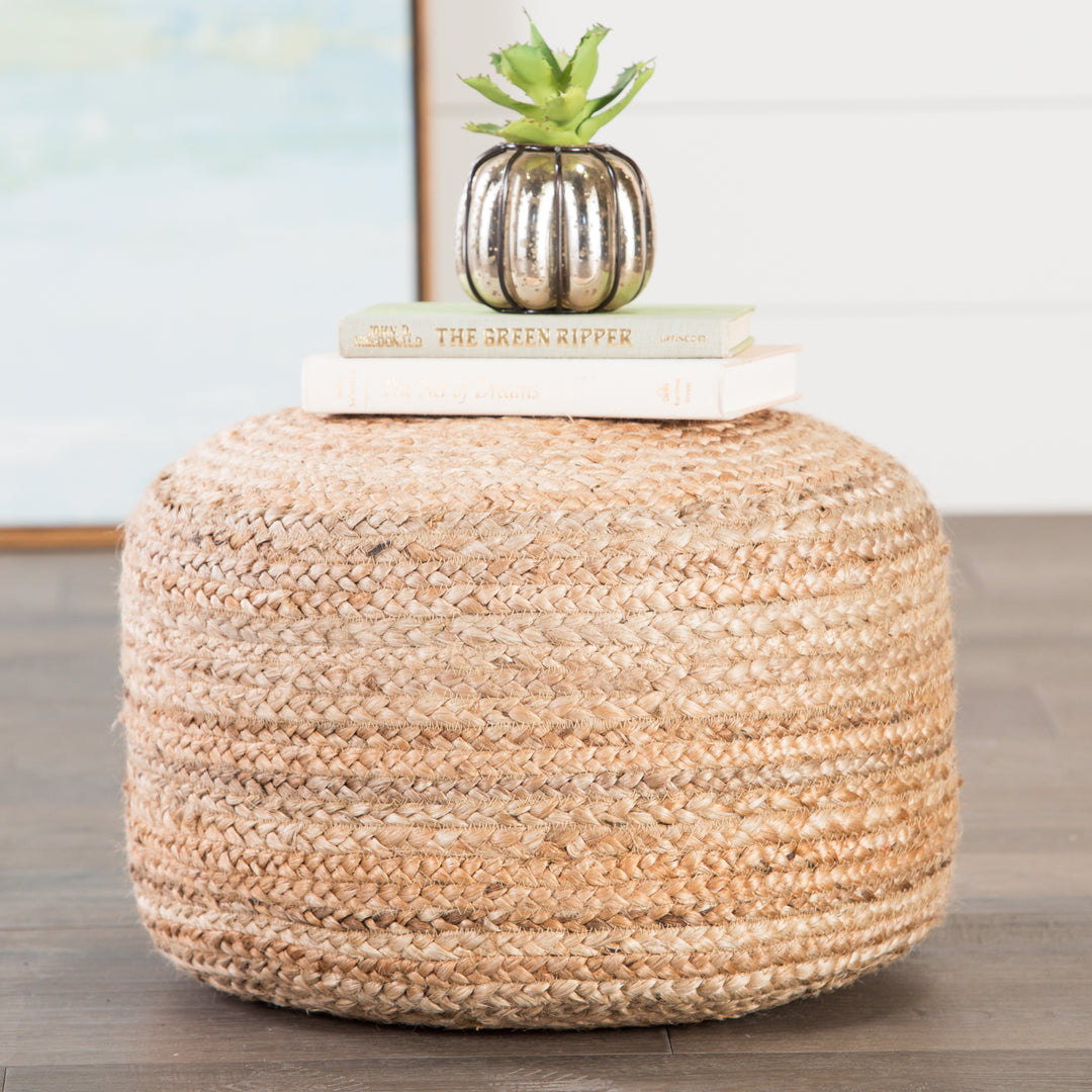 Jaipur Living Sangam Natural Solid Beige Cylinder Pouf