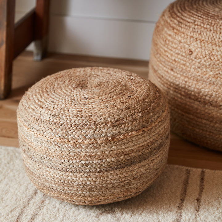 Jaipur Living Sangam Natural Solid Beige Cylinder Pouf