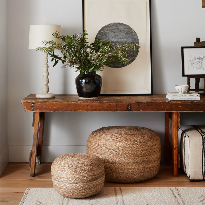 Jaipur Living Sangam Natural Solid Beige Cylinder Pouf