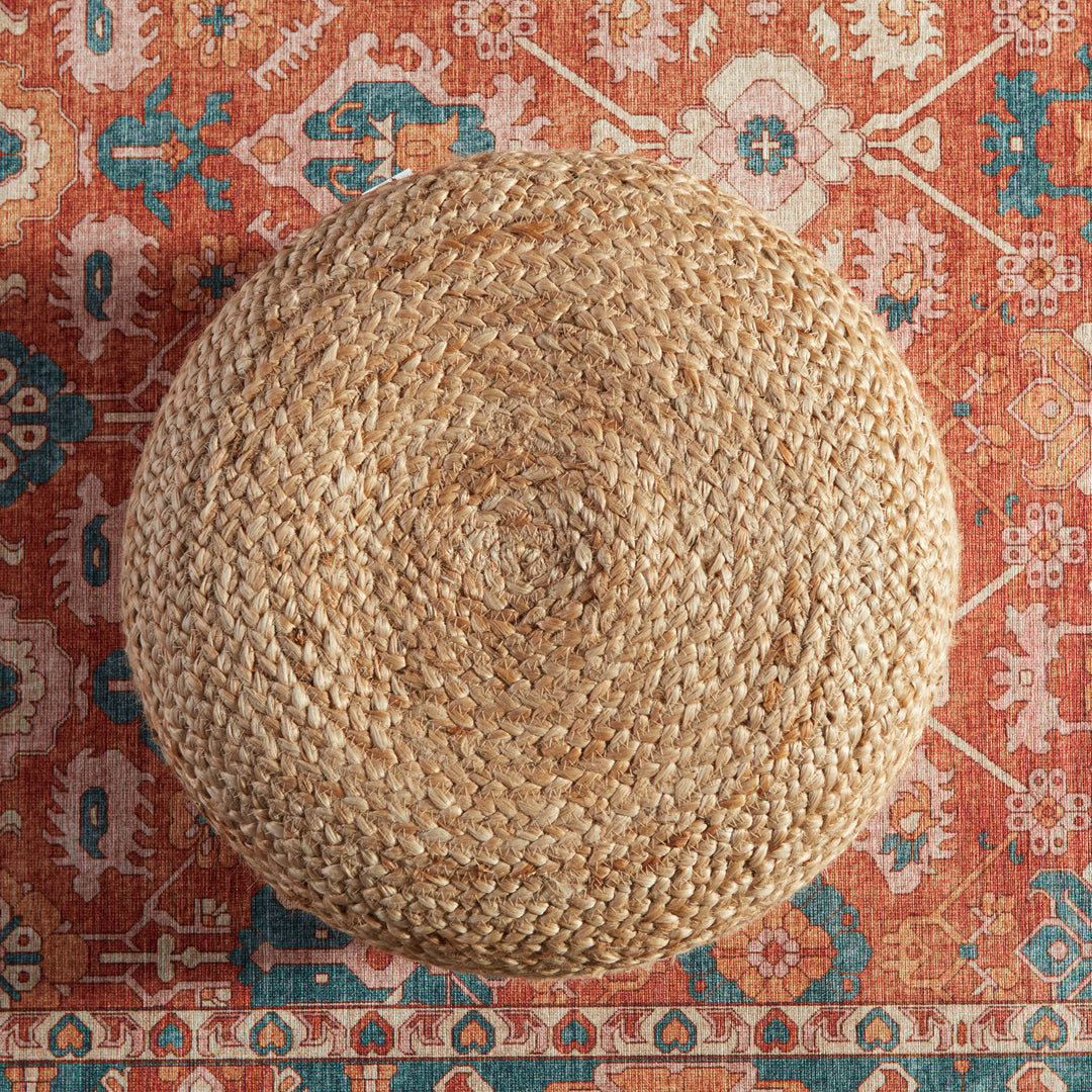 Jaipur Living Sangam Natural Solid Beige Cylinder Pouf