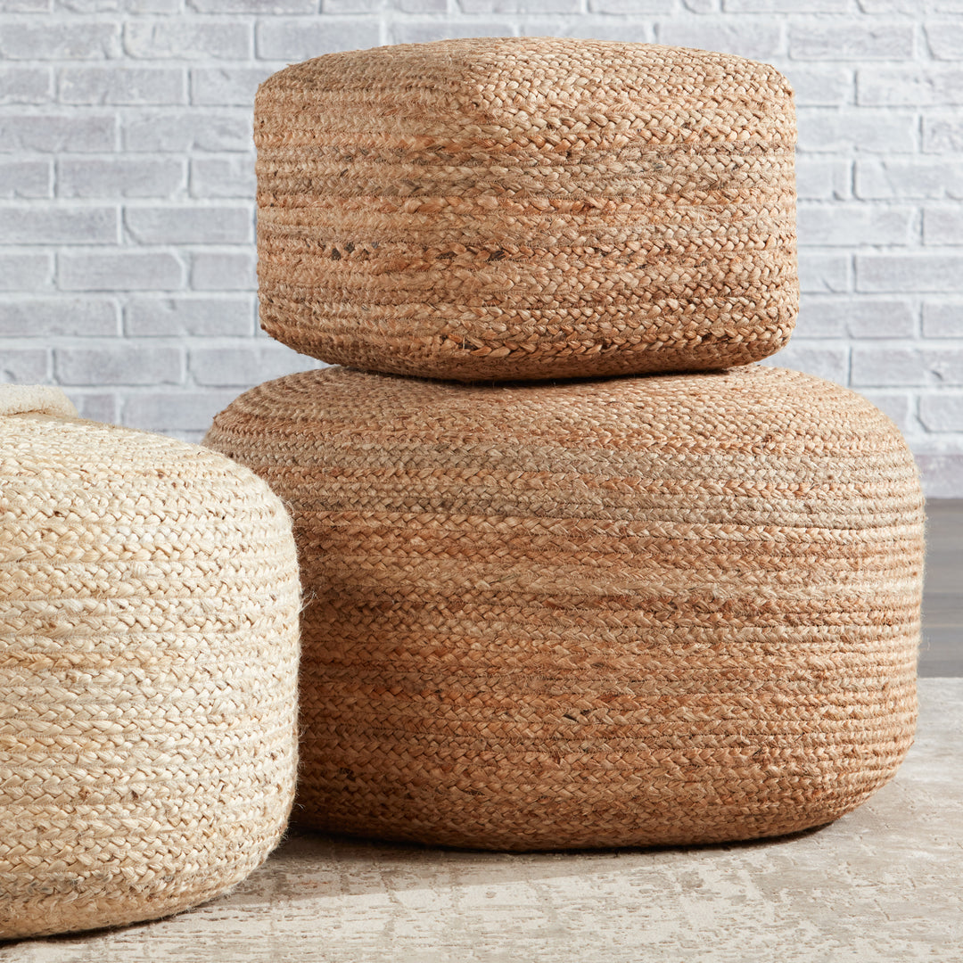 Jaipur Living Sangam Natural Solid Beige Cuboid Pouf